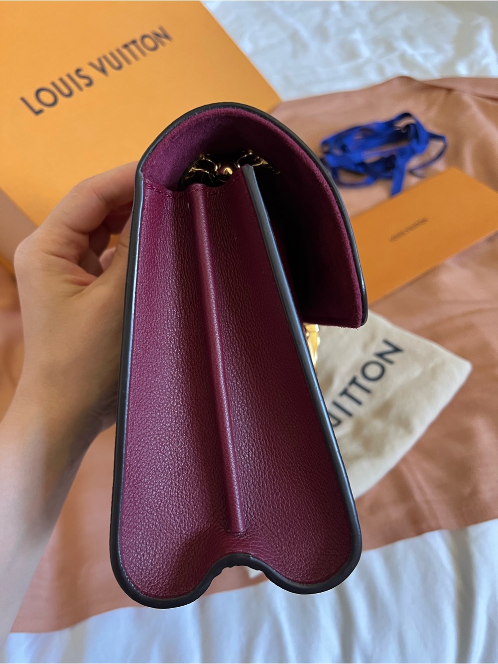 Louis Vuitton Monogram Shoulder Bag in Brown and Burgundy with Gold Hardware - Picture 6 of 13